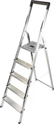 Image de Escabeau Alu 5 Marches Basic Léger, Stable Et Compact - Hailo