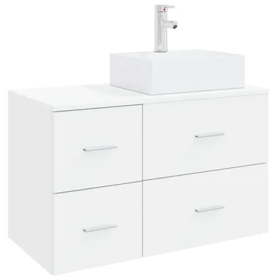 Produktbild von Badezimmermöbel-Set 2 stk. Weiß Holzwerkstoff