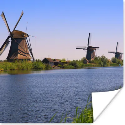 Produktbild von MuchoWow® Poster Niederlande - Mühle - Wasser 50x50 cm - Wohnzimmerdekoration