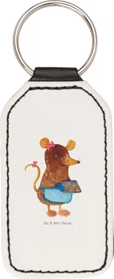 Produktbild von Mr. & Mrs. Panda Schlüsselanhänger Maus Kekse - Weiß - Geschenk, Winter, Mit Spruch, Plätzchen, Backen, Weihnachten, schlüsselbund anhänger, Taschenanhänger, schlüssel