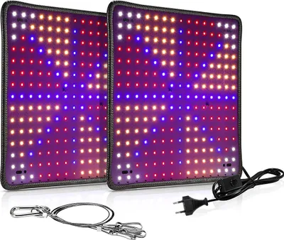 Obrázek produktu pro Sada 2 ks LED osvětlení pro pěstování rostlin, 256 LED diod, 1000 W, LED lampa pro rostliny, plnospektrální osvětlení s háčky, vhodné pro pokojové rostliny, zeleninu a květiny