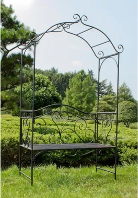 Produktbild von Gartenbank >Colima< in schwarz aus Stahl - 124x200x48cm (BxHxT)