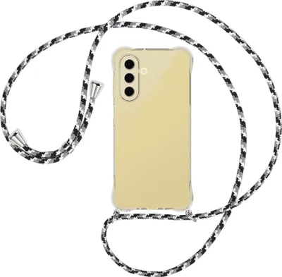 Produktbild von Handykette Backcover-Schutzhülle mit Band (Metall silberfarben) für Samsung Galaxy A26 5G - schwarz/grau/weiß