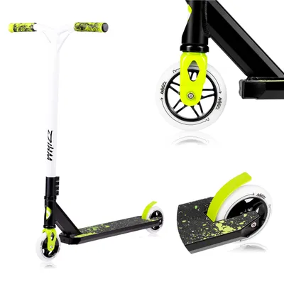 Produktbild von Lionelo Stunt Scooter Whizz Cityroller Kickscooter Kinderroller Tretroller Funscooter aus extrastarkem eloxiertem Aluminium, ABEC-9 - Green Lime