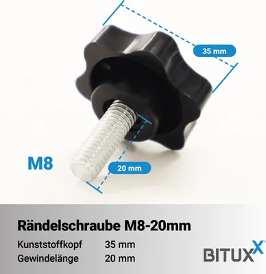 Produktbild von Bituxx Rändelschraube Feststellschraube M8 x 20 mm MS-19664
