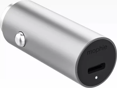 Produktbild von Mophie USB-C Autoladegerät - 18W Schnellladegerät - Aluminium Design - Silber