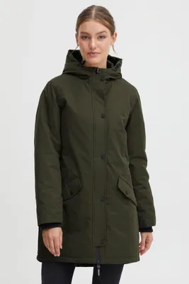 Produktbild von OXMO OXTamila Damen Übergangsmantel Parka Lange Jacke mit Kapuze
