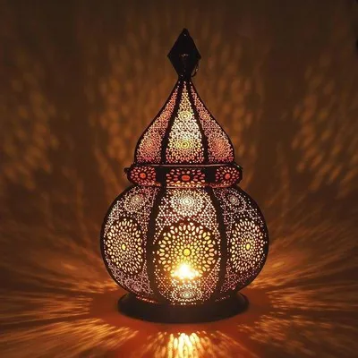 Zdjęcie produktu dla Lampa orientalna, wysokość 36 cm, odporna na wiatr, do użytku wewnątrz i na zewnątrz