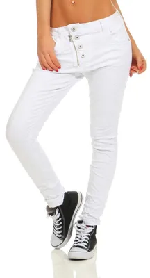 Zdjęcie produktu dla Fashion4Young 11105 - Damskie jeansy typu boyfriend, luźne, haremowe, slim-fit, rurki