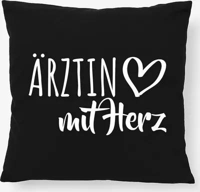 Produktbild von Huuraa Kissen Ärztin mit Herz 40x40cm mit Füllung Black Baumwolle Dekokissen Geschenkidee