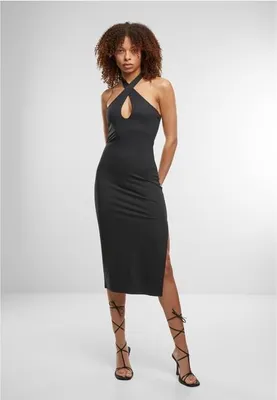 Produktbild von Damenkleid Urban Classics, Modell "Ladies Crossed Neckholder Dress", Farbe: Schwarz, Größe: XS