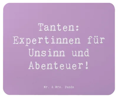 Produktbild von Mr. & Mrs. Panda Mousepad Spruch Tante Abenteuer - Lavendeltraum - Geschenk, mauspad laptop, Mouse Pad, Verwandtschaft, spielen, Liebe, pc, Neffe, mousematte, Handarbeit