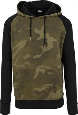 Obrázek produktu pro Pánská mikina Urban Classics Camo Contrast Raglan Hoody olive camo/blk - M