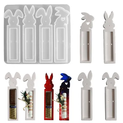 Produktbild von Silikonformen Gießformen Ostern, 4 Stück Osternhase Silikonform Ostern Geldgeschenk Silikonform Hase Gipsformen zum Gießen Ostern