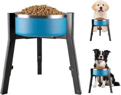 Produktbild von Höhen- und breitenverstellbarer Metallständer, geeignet für kleine bis große Hunde, schwarz