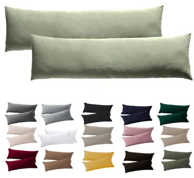 Produktbild von Kissenbezug für Seitenschläfer 40 x 145 cm - Set mit 2 salbeigrünen Kissenbezügen mit Reißverschluss, 100 % Mikrofaser, strapazierfähig und hypoallergen.