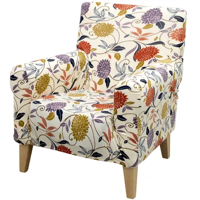 Produktbild von Sesselbezug 1 Sitzer, Stretch Hussen Blumenmuster Einzelsofa Möbelschutz mit Armlehnen, Stuhlbezüge Stuhlschutz Clubsessel Couchbezug, Creme