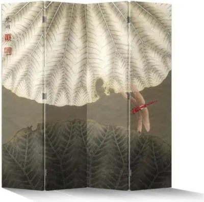 Produktbild von Fine Asianliving Paravent Raumteiler Spanische Wand Trennwand Room Divider Raumtrenner Sichtschutz Japanisch Orientalisch Chinesisch L160xH180cm Bedruckte Canvas Doppelseitig Asiatisch