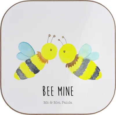 Produktbild von Mr. & Mrs. Panda Holzuntersetzer Biene Liebe - Weiß - Geschenk, Untersetzer für Gläser, Flaschenuntersetzer, Glas, gläseruntersetzer, unterleger, Coaster
