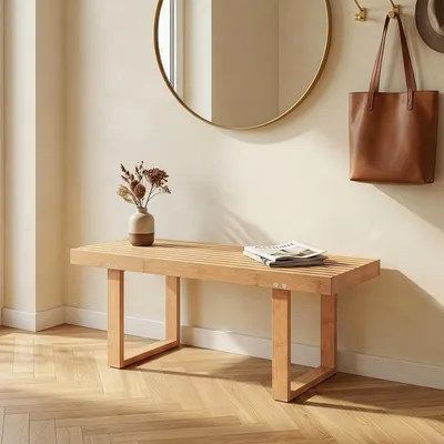 Image de Banc « Aarela » max. 120 kg Bambou 91 x 41 x 38 cm Naturel