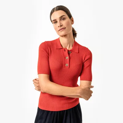 Produktbild von Damen-Polo-Pullover „Amia“ in Poincana Red von Living Crafts
