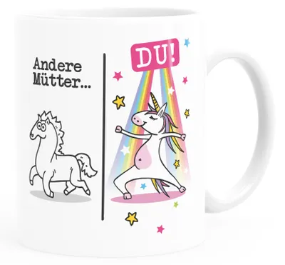 Produktbild von Kaffee-Tasse Mama Einhorn lustiges Geschenk Muttertag von Tochter Sohn Andere Mütter DU Moonworks® Mutter Uni-Weiß standard