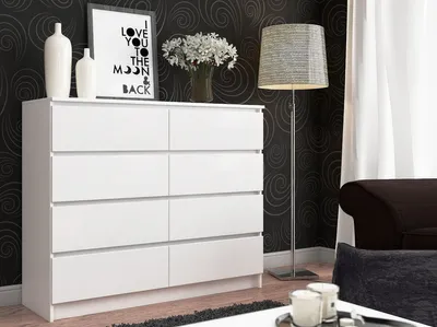 Image de Akord Dressoir 8 Tiroirs Blanc 138X40X99