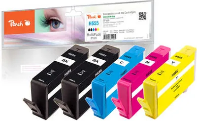 Obrázek produktu pro Peach PI300-601, Černá, Azurová, Purpurová, Žlutá, Inkoust na pigmentové bázi, Inkoust na bázi barvy, 19 ml, 12 ml, Balení více kusů