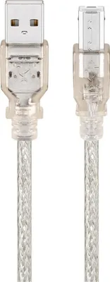 Produktbild von 140 Stück Goobay 68972 USB 2.0 High-Speed-Kabel, transparent, 1,8 m - USB-2.0-Stecker (Typ A) > USB-2.0-Stecker (Typ B)