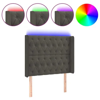 Produktbild von vidaXL LED Kopfteil Dunkelgrau 103x16x118/128 cm Samt