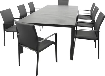 Produktbild von DEGAMO Garnitur LAGOS XL 9-teilig, Alu + Kunstgewebe dunkelgrau