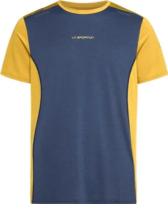 La Sportiva Tracer T-Shirt für Herren in Blau und Gelb; geeignet für Mountain Running.