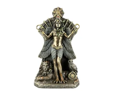 Produktbild von Ishtar – Göttin der Liebe und des Krieges – Dekofigur in Bronzeoptik, handbemalt, 11 cm × 6 cm × 22 cm, Modell WU77944A4