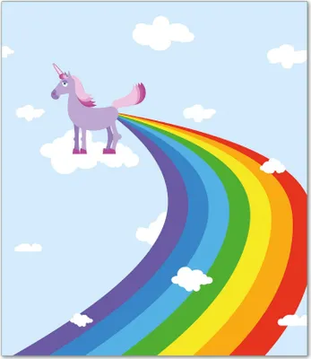 Produktbild von Wallario Herdabdeckplatte aus Glas, Größe 52 x 60 cm 1-teilig, Motiv Einhorn mit Regenbogen aus dem Hintern