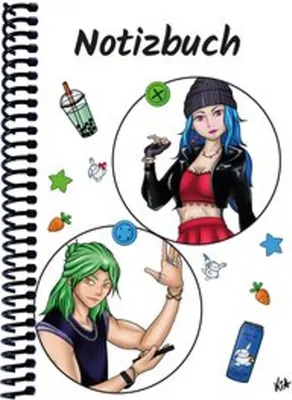 Produktbild von A 4 Notizbuch Manga Quinn und Enora, weiß, blanko