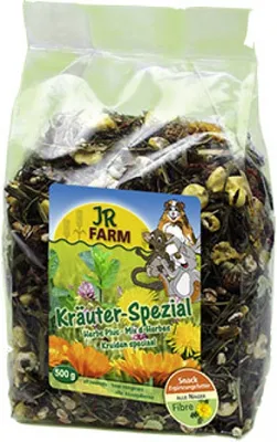 Produktbild von JR Farm Kräuter-Spezial, Meerschweinchen, Hamster, Kaninchen, 500 g, Fest, Haferflocken, Weizenflocken, Erbsenflocken, extrudiertes Maismehl, Karotten, Rote Beete,..., 1 Stück(e)