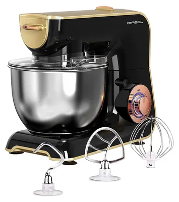 Standmixer 800 W, 4,5 l Schüssel, Knethaken, Schneebesen, Schwarz+Gold