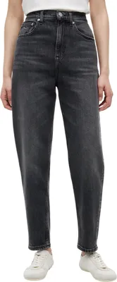 Image de Tommy Jeans, jean mom pour femmes, modèle UH TPR Bi0187 Co DW0DW21812, coupe ajustée, denim (noir), taille 26W / longueur 32L