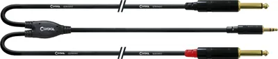 Obrázok produktu pre Cordial 3,5 mm stereo uros - 2 x 6,3 mm mono uros -audiokaapeli, 3 m