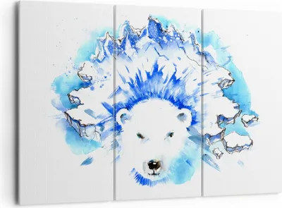 Produktbild von Bild auf Leinwand - Leinwandbild - Bär Eis Winter Arktis - 165x110cm - Wand Bild - Wanddeko - Leinwanddruck - Bilder - Kunstdruck - Wanddekoration - Leinwand bilder - Wandkunst - CE165x110-3021