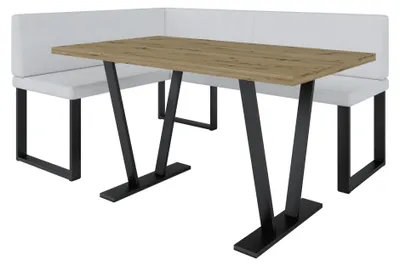 Obrázok produktu pre Rohová lavica AKIKO METAL so stolom 168x128 vpravo - rohová lavica do jedálne, modernej kuchyne, obývačky, jedálenského kúta. Ideálna do kuchyne, kancelárie a recepcie