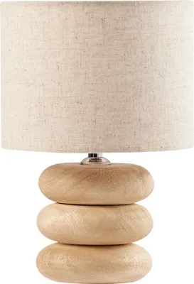 Obrázek produktu pro BELIANI Stolní lampa světle hnědá béžová stínidlo z bavlny a lnu podstavec z mangového dřeva 30 cm moderní styl obývací pokoj