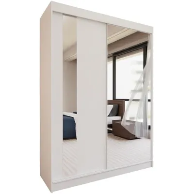 Image de BEAUTYSOFA Armoire à portes coulissantes GAJA 150 cm - Armoire à tiroirs et miroir (blanc)