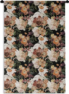 Produktbild von MuchoWow® Wandteppich Wandbehang Blumen - Pflanzen - Farbe 90x135 cm Tapisserie Dekoration Wandtuch - Baumwolle - Wandskulptur
