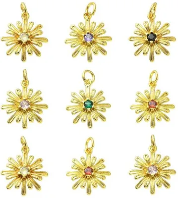 Productafbeelding van Set van 20 zirkonia-bloemmotieven met springringen, geschikt voor sieraden
