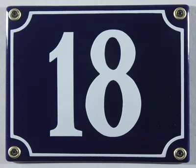 Produktbild von Hausnummernschild Emaille 18 blau - weiß 12x14 cm Schild Emaile Hausnummer Haus Num