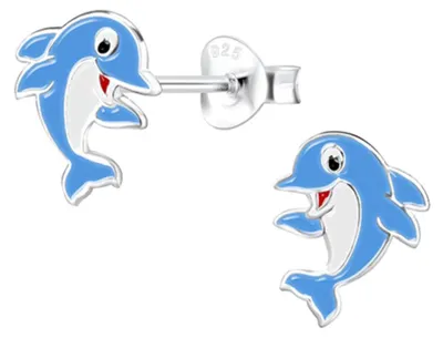 Produktbild von Kinder Ohrstecker bunt aus Silber 925 „Delfin“