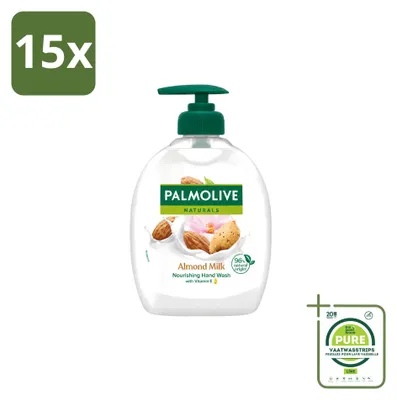 Produktbild von 15 x Palmolive Flüssigseife Amandelmilch und Aloe Vera - 300 ml - Großpackung - 15 Stücke