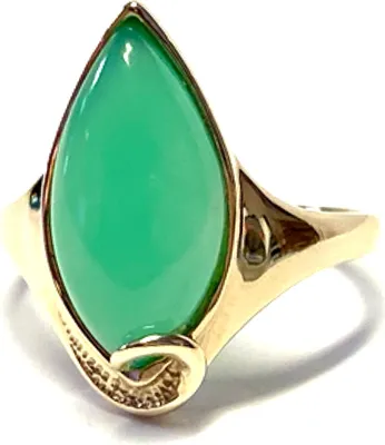 Produktbild von Ring 375/- Gelbgold Chrysopras grün Cabochon tropfen 19 x 10 mm Goldring #66