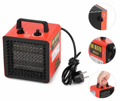 Obrázok produktu pre Elektrický ohrievač Peviasot Bauheizer s výkonom 2000 W, vybavený termostatom, s 3 stupňami výkonu, ochranou proti prehriatiu, farba: červená, Obrázok generovaný UI